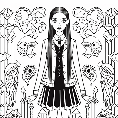 Image For Post Wednesday Addams With Family Emblem - Wallpaper