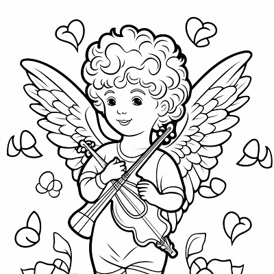 Image For Post Messenger Cupid and His Notes Bold Design - Printable Coloring Page