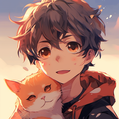Image For Post | Anime boy with his pet cat, vibrant colors and crisp lines give a lively feel. cute anime boy pfp anime pfp - [Cute Anime Pfp](https://hero.page/pfp/cute-anime-pfp)