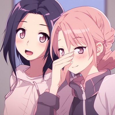 Image For Post | Sakura Haruno and Ino Yamanaka from Naruto series, soft facial lines and vibrant pastel colors. ideal matching anime pfp for best friends - female - [Matching Anime PFP Best Friends Collection](https://hero.page/pfp/matching-anime-pfp-best-friends-collection)