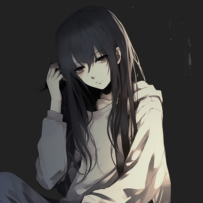 Image For Post | Anime girl in the shadows, muted tones and sketchy outlines. depressed anime girl pfp gallery - [Depressed Anime PFP Collection](https://hero.page/pfp/depressed-anime-pfp-collection)