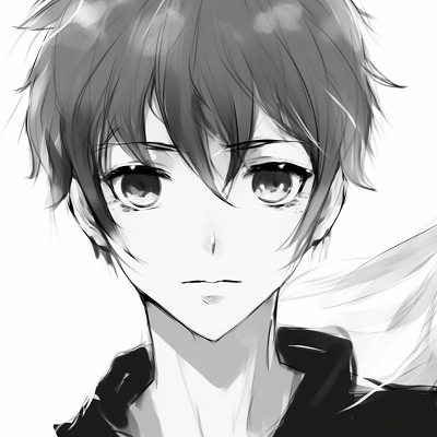 Image For Post | A male anime character in a monochrome scheme, revealing striking facial features. anime profile picture black and white male - [Anime Profile Picture Black and White](https://hero.page/pfp/anime-profile-picture-black-and-white)