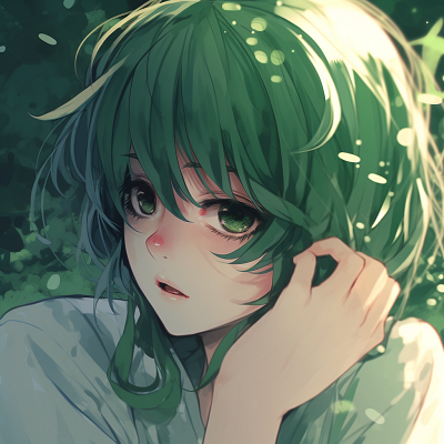 Image For Post | A detailed portrait of an anime girl with green hair and eyes, accentuated by soft shading. verdant green anime pfp girl - [Green Anime PFP Universe](https://hero.page/pfp/green-anime-pfp-universe)