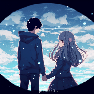 Image For Post | Anime couple under a star-filled sky, romance emphasized with bold lines and glowing night hues. aesthetic desires: matching anime pfp for visual couples - [Boosted Selection of Matching Anime PFP for Couples](https://hero.page/pfp/boosted-selection-of-matching-anime-pfp-for-couples)