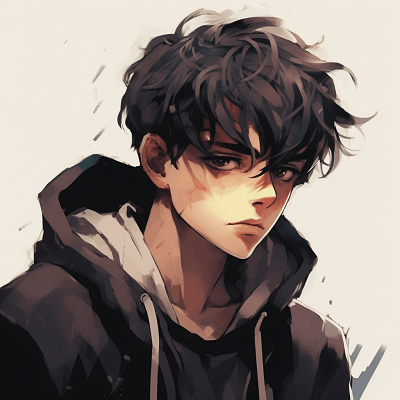 Image For Post | Stoic anime male character, angular sketch style and somber color tones. anime male pfp aesthetics pfp for discord. - [anime pfp male](https://hero.page/pfp/anime-pfp-male)
