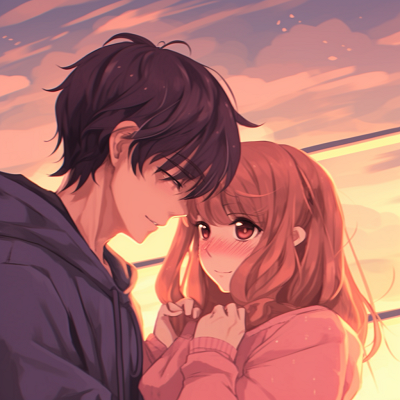 Image For Post | An anime couple clad in complementary outfits, displaying soft hues and delicate shading. romantic couple anime matching pfp pfp for discord. - [Couple Anime Matching PFP Inspiration](https://hero.page/pfp/couple-anime-matching-pfp-inspiration)