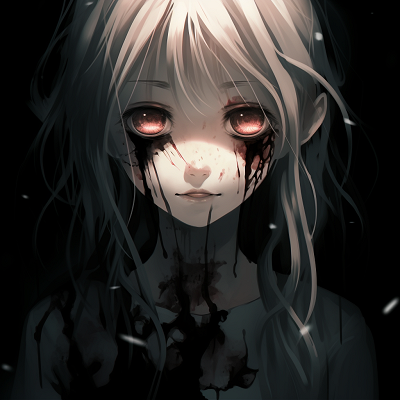 Image For Post | A ghoulish anime girl, high contrasts combined with muted tones and detailed fear-stricken eyes. conceptual ideas for scary anime pfp pfp for discord. - [Scary Anime PFP Collection](https://hero.page/pfp/scary-anime-pfp-collection)