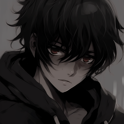 Image For Post | Anime character half-covered in shadows, use of heavy blacks and cool grey tones. aesthetic black pfp anime pfp for discord. - [Black PFP Anime Collections](https://hero.page/pfp/black-pfp-anime-collections)