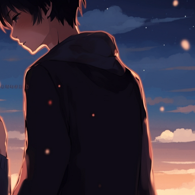 Image For Post | Two characters sharing an intimate gaze, detailed facial expressions and contrasting hues. cool couple matching pfp pfp for discord. - [couple matching pfp, aesthetic matching pfp ideas](https://hero.page/pfp/couple-matching-pfp-aesthetic-matching-pfp-ideas)