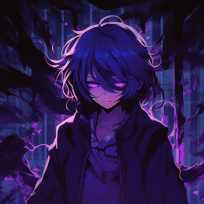 Image For Post | Kokichi Ouma within a ghostly purple aura, accentuating the character's mysterious nature animated purple characters pfp pfp for discord. - [Purple Pfp Anime Collection](https://hero.page/pfp/purple-pfp-anime-collection)