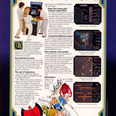 Image For Post | Controversy arose after the release of the game in the arcade and its subsequent port to the Nintendo Entertainment System. Ed Logg, the co-creator of Asteroids and Centipede, is credited for Original Game Design of Gauntlet in the arcade version, as well as the 1987 NES release version. After its release, John Palevich threatened a lawsuit, asserting that the original concept for the game was from Dandy, a game for the Atari 8-bit family written by Palevich and published in 1983. The conflict was settled without any suit being filed, with Atari Games doing business as Tengen allegedly awarding Palevich a Gauntlet game machine. While he is credited as "special thanks" through 1986, Logg is entirely removed from credits on later releases and as of 2007 Logg claims no involvement with the NES game. Dandy was later reworked by Atari Corporation and published for the Atari 2600, Atari 7800 and Atari 8-bit family as Dark Chambers in 1988.