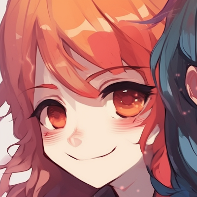 Image For Post | Two anime characters in a hearty laugh, use of bold lines and contrasting colors. humorous best friends matching pfp pfp for discord. - [best friends matching pfp, aesthetic matching pfp ideas](https://hero.page/pfp/best-friends-matching-pfp-aesthetic-matching-pfp-ideas)