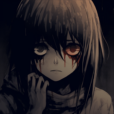 Image For Post | A sorrowful anime character, meticulously drawn with intense emotions and muted colors. creepy scary anime pfp pfp for discord. - [Scary Anime PFP Collection](https://hero.page/pfp/scary-anime-pfp-collection)