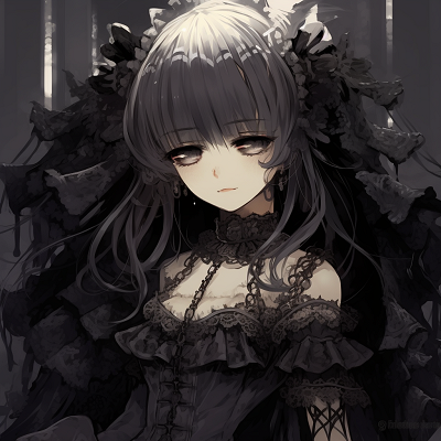 Image For Post | Dark maiden anime character dressed in theatrical gothic attire, presenting a dark roses. top-rated goth anime girl pfp pfp for discord. - [Goth Anime Girl PFP](https://hero.page/pfp/goth-anime-girl-pfp)