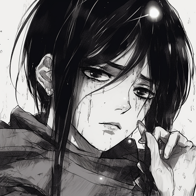 Image For Post | Levi Ackerman captured in monochrome, employing grunge aesthetic with scratchy hatches and splattered ink. creative anime grunge pfp concepts pfp for discord. - [Superior Anime Grunge Pfp](https://hero.page/pfp/superior-anime-grunge-pfp)