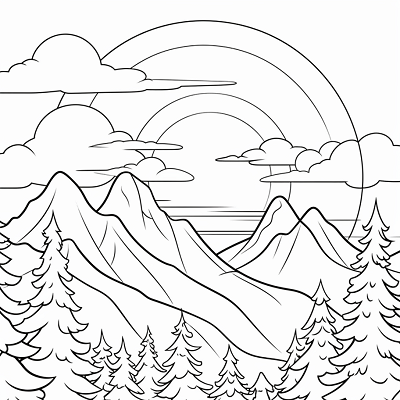 Image For Post | Rainbow with a captivating cliff in the foreground; fine details and patterns on the cliff and simplistic arc for the rainbow.printable coloring page, black and white, free download - [Rainbow Coloring Pages ](https://hero.page/coloring/rainbow-coloring-pages-creative-printables-for-kids-and-adults)