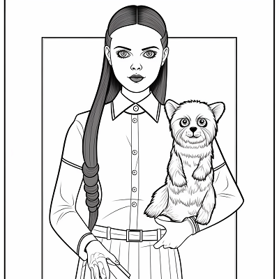 Image For Post Posing Wednesday Addams With Pet - Wallpaper