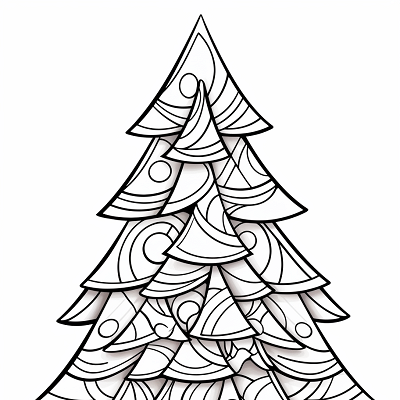 Image For Post Abstract Christmas Tree Triangular Patterns - Printable Coloring Page