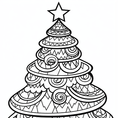 Image For Post Traditional Christmas Tree - Printable Coloring Page