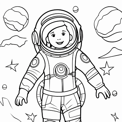 Image For Post | A young girl wearing a spacesuit and floating near her spaceship; clean, simple lines and broad shapes.printable coloring page, black and white, free download - [Coloring Pages for Girls ](https://hero.page/coloring/coloring-pages-for-girls-printable-art-cute-designs-fun-colors)