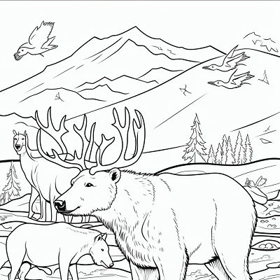 Image For Post White Wilderness Arctic Wildlife - Printable Coloring Page
