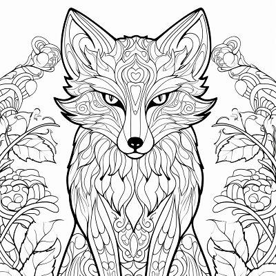 Image For Post Traditional Fox With Ornamental Patterns - Printable Coloring Page
