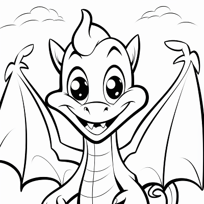 Image For Post Cartoon Dragon Sky High Adventure - Printable Coloring Page