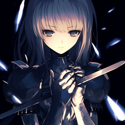 Image For Post | Saber's intensified eyes, vibrant blue hues and high contrast. edgy anime pfp female characters - [Edgy Anime PFP Collection](https://hero.page/pfp/edgy-anime-pfp-collection)