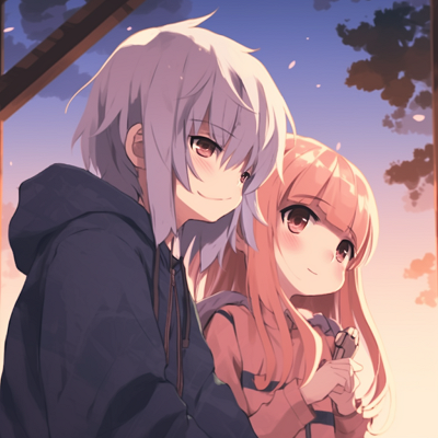 Image For Post | An anime boy and girl wearing matching expressions and costumes, rendered in a glossy art style. matching pfp anime boy and girl - [Matching PFP Anime Gallery](https://hero.page/pfp/matching-pfp-anime-gallery)