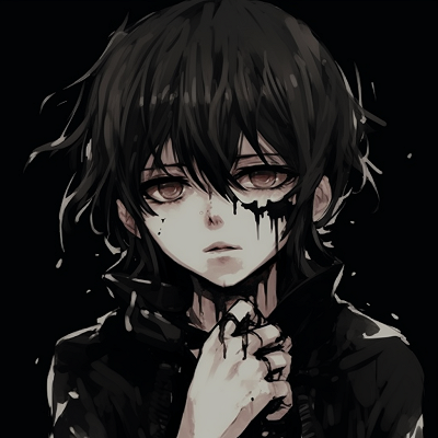 Image For Post Portrait of Crying Emo Anime Character - black and white emo anime pfp