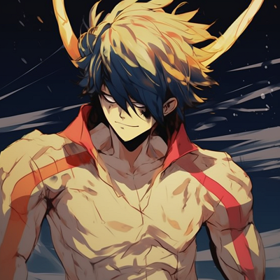 Image For Post | All Might from My Hero Academia in his Mighty Form, depicted with exaggerated musculature, bold lines, and vivid color palette. prominent good anime pfp - [Good Anime PFP Selection](https://hero.page/pfp/good-anime-pfp-selection)