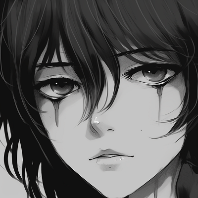 Image For Post | Detail of an anime character's expressive eyes, highlighting the intensity with deep blacks and sharp whites. aesthetic anime profile picture black and white - [Anime Profile Picture Black and White](https://hero.page/pfp/anime-profile-picture-black-and-white)