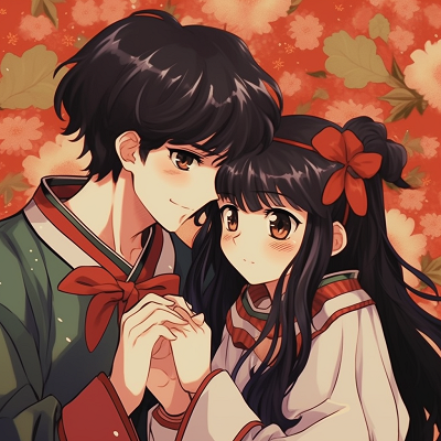 Image For Post | Dynamic pose of Inuyasha and Kagome, intricate details on the sacred arrow and bold lines. ultimate relationship goal: matching anime pfp for lifelong couples - [Boosted Selection of Matching Anime PFP for Couples](https://hero.page/pfp/boosted-selection-of-matching-anime-pfp-for-couples)