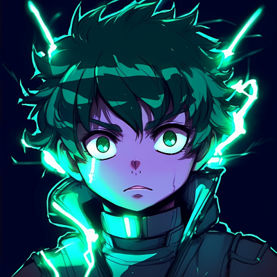 Image For Post | Close-up of Deku's intense expression, radiating a green aura. mesmerizing glowing anime pfp for boys - [Glowing Anime PFP Central](https://hero.page/pfp/glowing-anime-pfp-central)