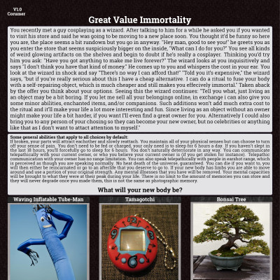 Image For Post Great Value Immortality CYOA from /tg/