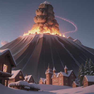 Image For Post Anime, witch, snow, castle, volcano, griffin, HD, 4K, AI Generated Art