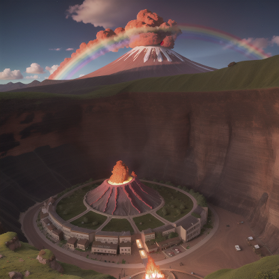 Image For Post Anime, volcano, rainbow, cave, village, farmer, HD, 4K, AI Generated Art
