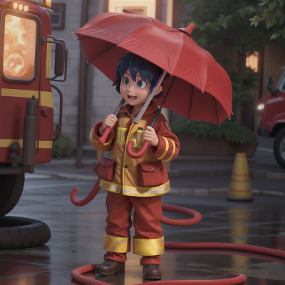 Image For Post Anime, firefighter, dragon, carnival, teleportation device, umbrella, HD, 4K, AI Generated Art