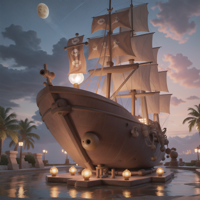 Image For Post Anime, pirate ship, key, astronaut, thunder, fountain, HD, 4K, AI Generated Art