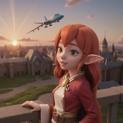 Image For Post Anime, queen, goblin, airplane, sunset, elf, HD, 4K, AI Generated Art