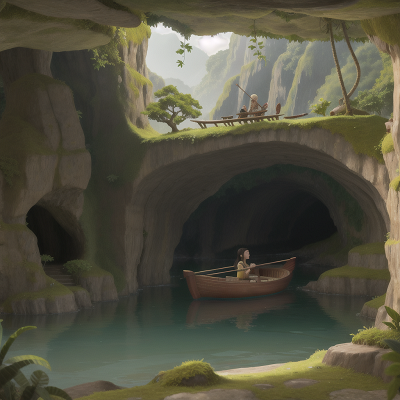 Image For Post Anime, jungle, car, boat, harp, cave, HD, 4K, AI Generated Art