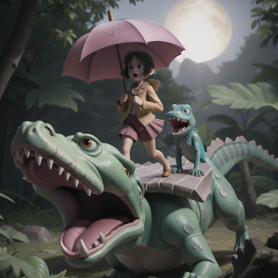 Image For Post Anime, crystal, zombie, flying, alligator, umbrella, HD, 4K, AI Generated Art