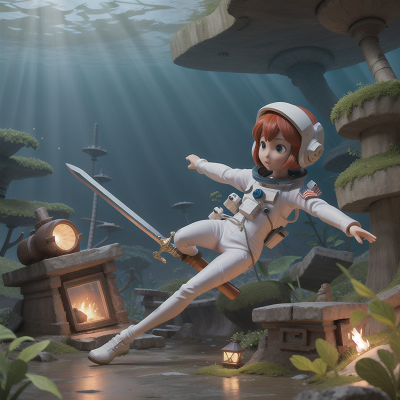 Image For Post Anime, sword, astronaut, forest, mummies, underwater city, HD, 4K, AI Generated Art