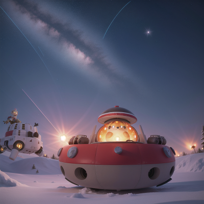 Image For Post Anime, stars, robotic pet, meteor shower, snow, hovercraft, HD, 4K, AI Generated Art