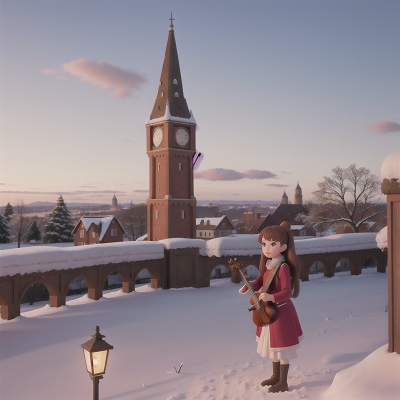 Image For Post Anime, park, violin, map, tower, snow, HD, 4K, AI Generated Art