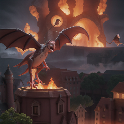 Image For Post Anime, city, haunted mansion, lava, pterodactyl, flood, HD, 4K, AI Generated Art
