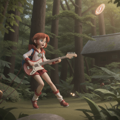 Image For Post Anime, enchanted forest, hovercraft, electric guitar, space shuttle, cursed amulet, HD, 4K, AI Generated Art