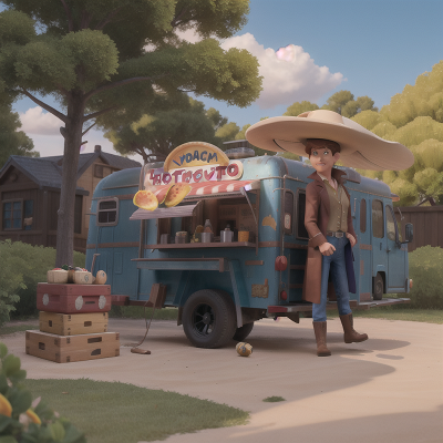 Image For Post Anime, detective, holodeck, cowboys, wizard's hat, taco truck, HD, 4K, AI Generated Art