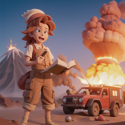Image For Post Anime, hot dog stand, sandstorm, mechanic, volcano, spell book, HD, 4K, AI Generated Art