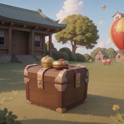Image For Post Anime, farm, flying, treasure chest, temple, balloon, HD, 4K, AI Generated Art